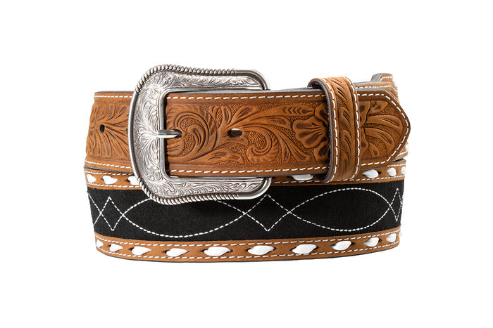 3D Belt Co. Men's Roughout Inlay Leather Belt