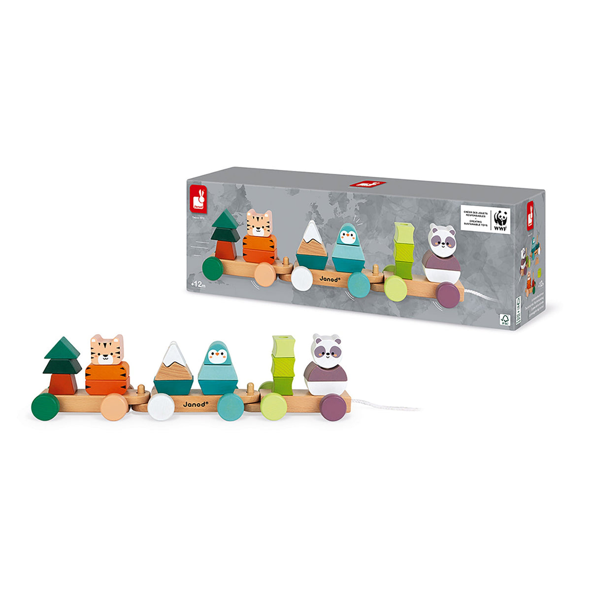Janod Wooden Pull-Along Animal Train