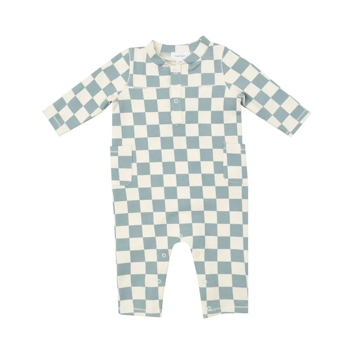 Angel Dear - Uni Romper - Checkerboard Gray Mist (9144372199732)