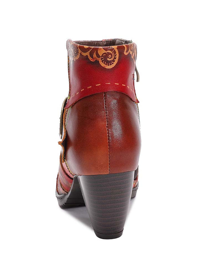 Annika Flower Handmade Leather Ankle Boots