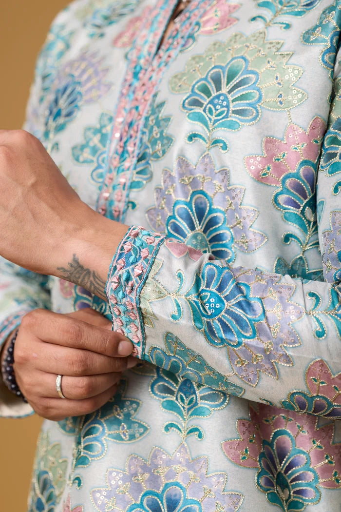 Affordable Jacquard Kurta Set for Men – Full Length View | Mahavir NX