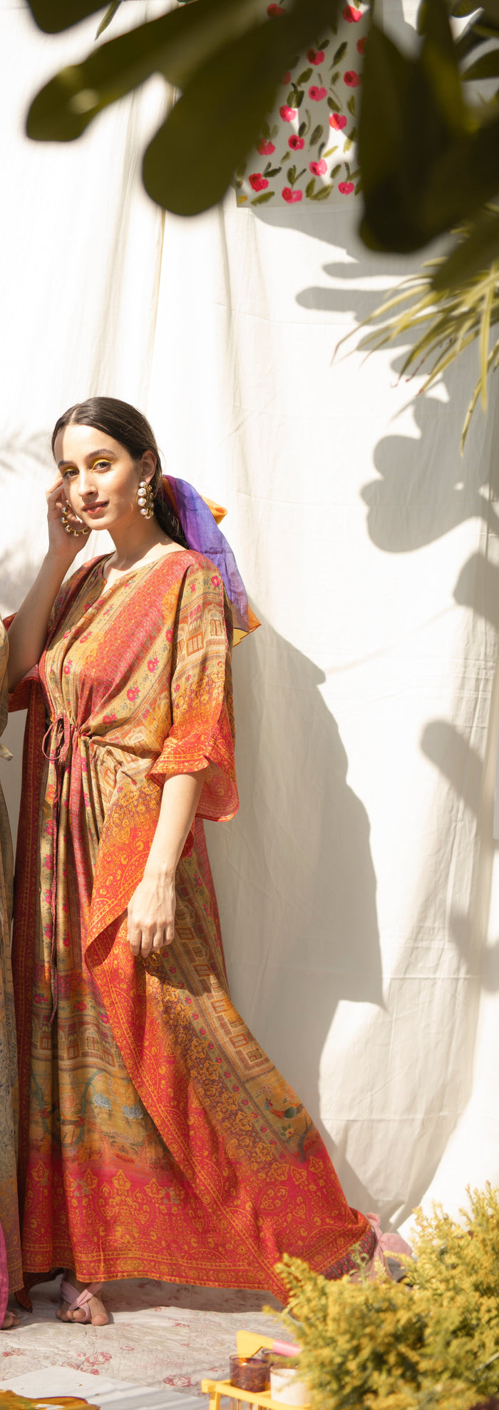 Banarasi Orange Long Kaftan