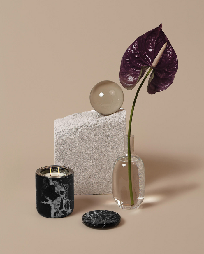 Black Marble Candle Holder