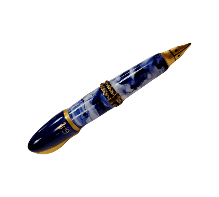 Blue Fountain Pen Limoges Box Porcelain Limoges home professional French Trinket Box
