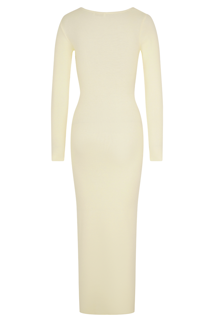 Culver Draped Twist Knit Midi Dress - Cream