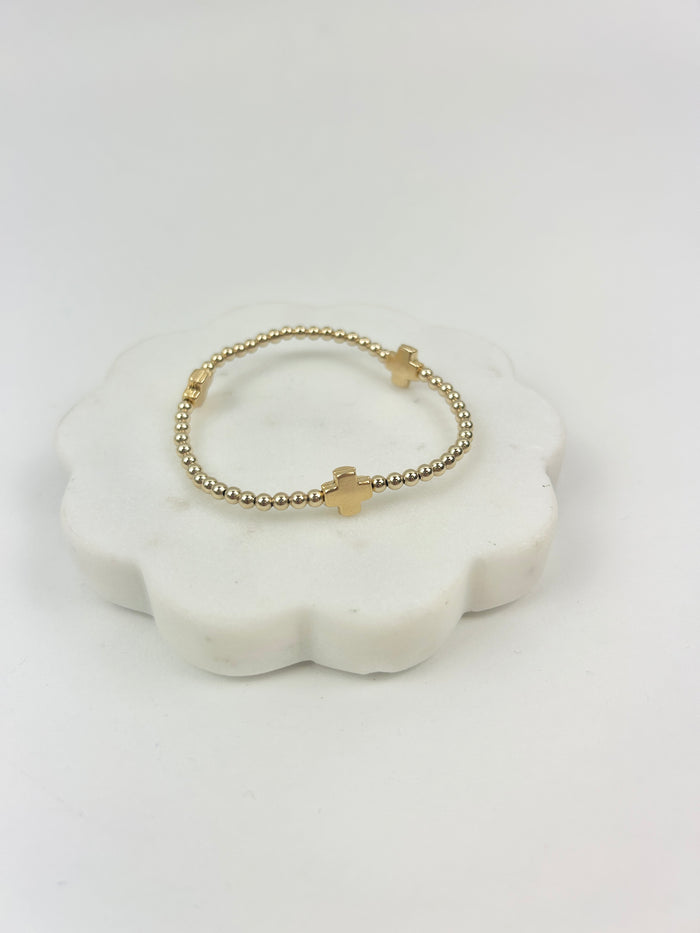 eGirl Signature Cross 3mm Bracelet - Gold Bracelets in at Wrapsody