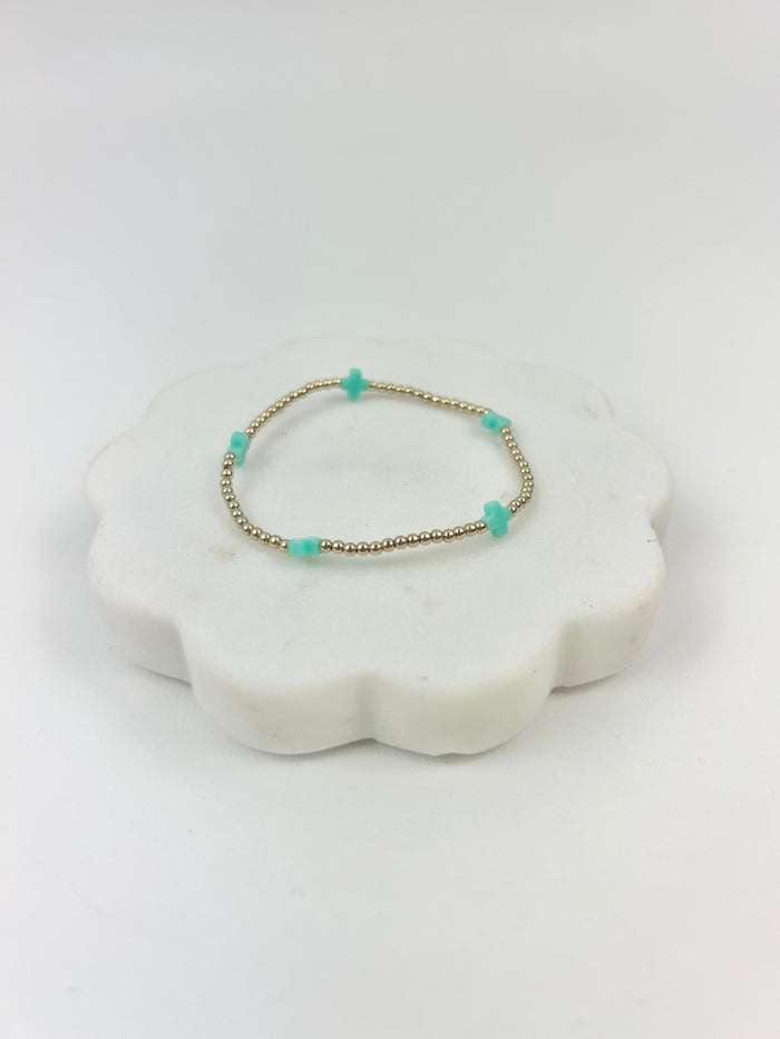 eGirl Signature Cross Small Pattern 2mm Bracelet - Mint Bracelets in at Wrapsody