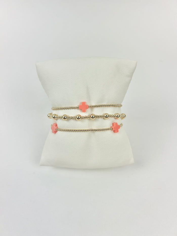 Enewton Signature Cross Gold 2mm Coral Bracelet Stack Bracelets in at Wrapsody