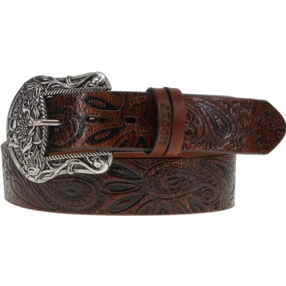 Hooey Women's Brown Paisley Filigree Embossed Belt
