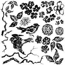 Iron Orchid Décor Stamp Set - 12x12 - Birds Branches and Blossoms