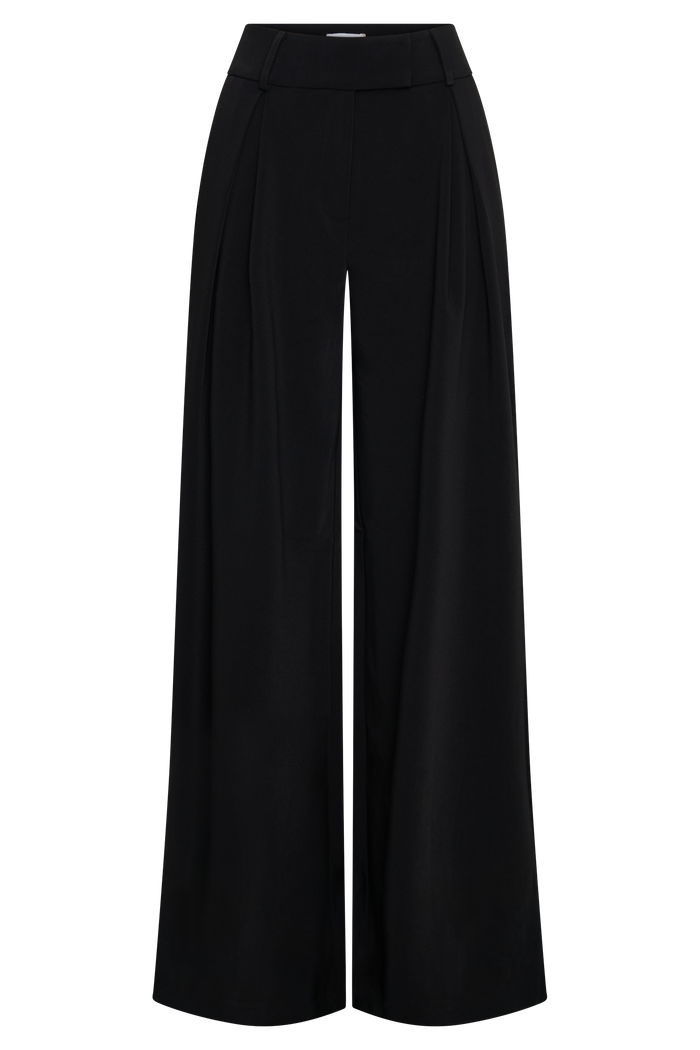 Jacqueline Pleated Wide Leg Pants - Black