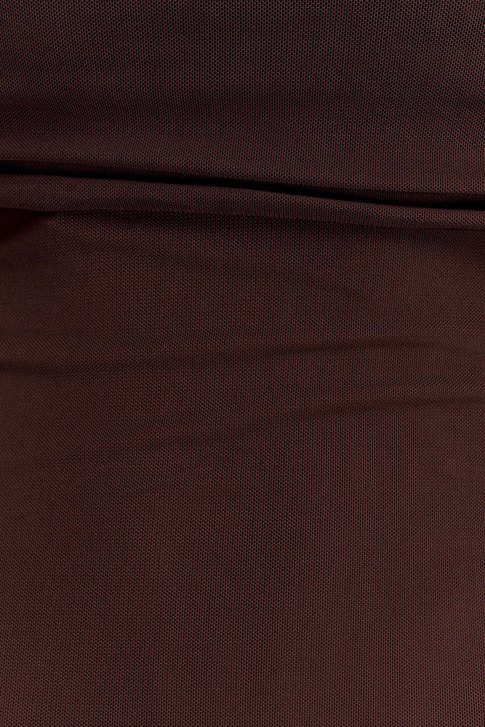 Josie Off Shoulder Mesh Maxi Dress - Dark Brown