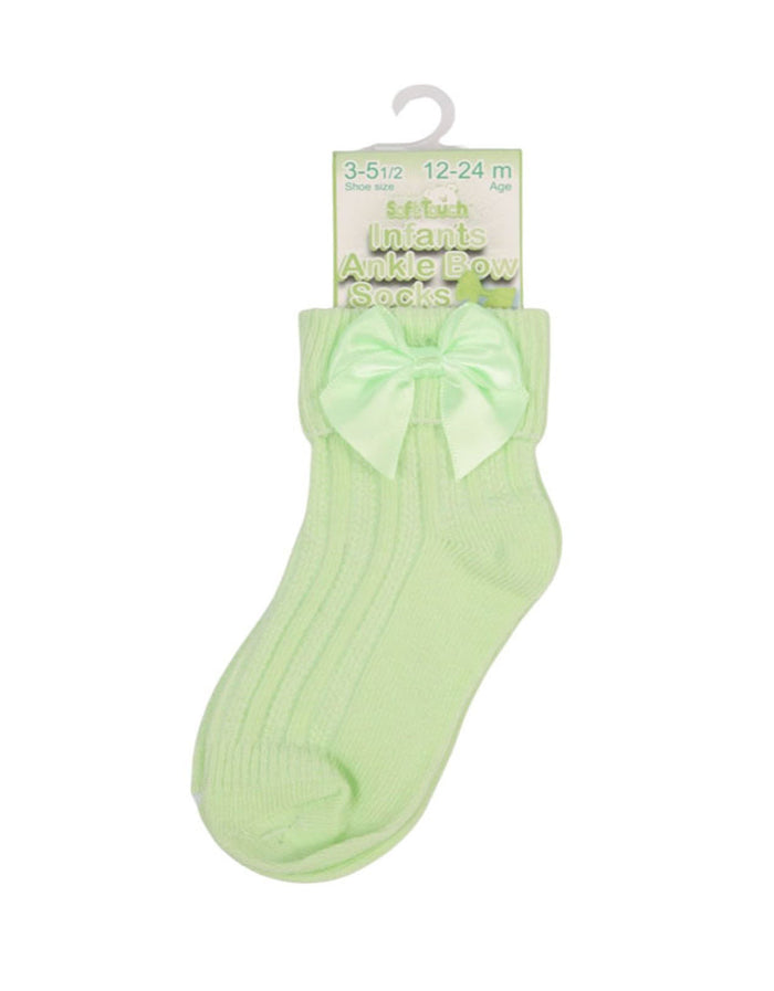 Large Bow Ankle Socks - Mint (0-24 Months) S123-MI