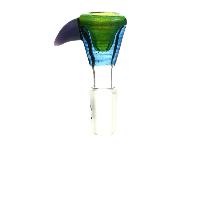Close-up of Mathematix Tri Color Funnel 14 mm Bowl 107 glass craftsmanship