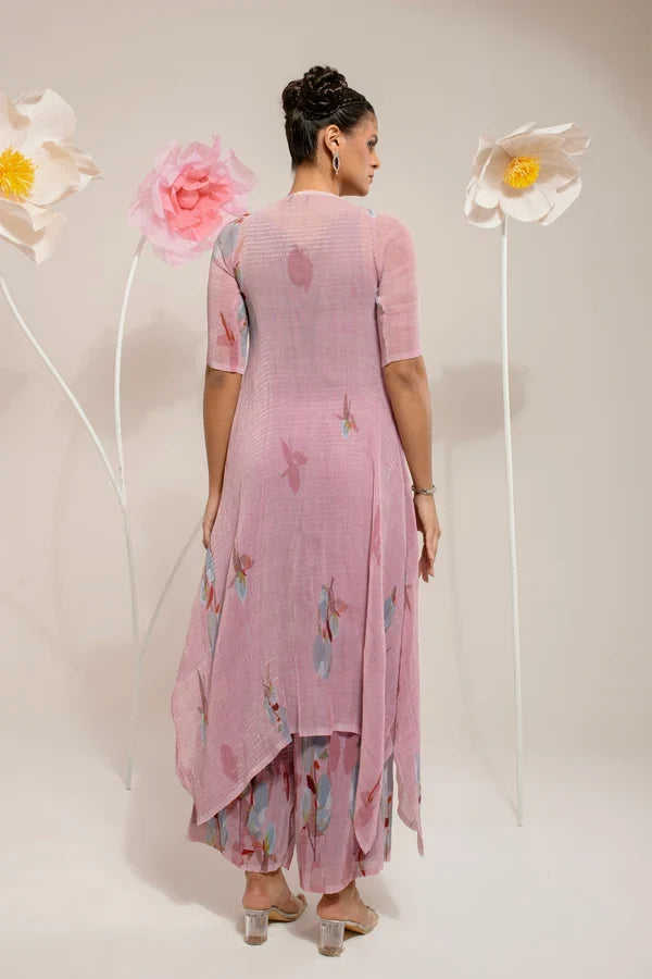 Onion Pink Lotus Kurta Set