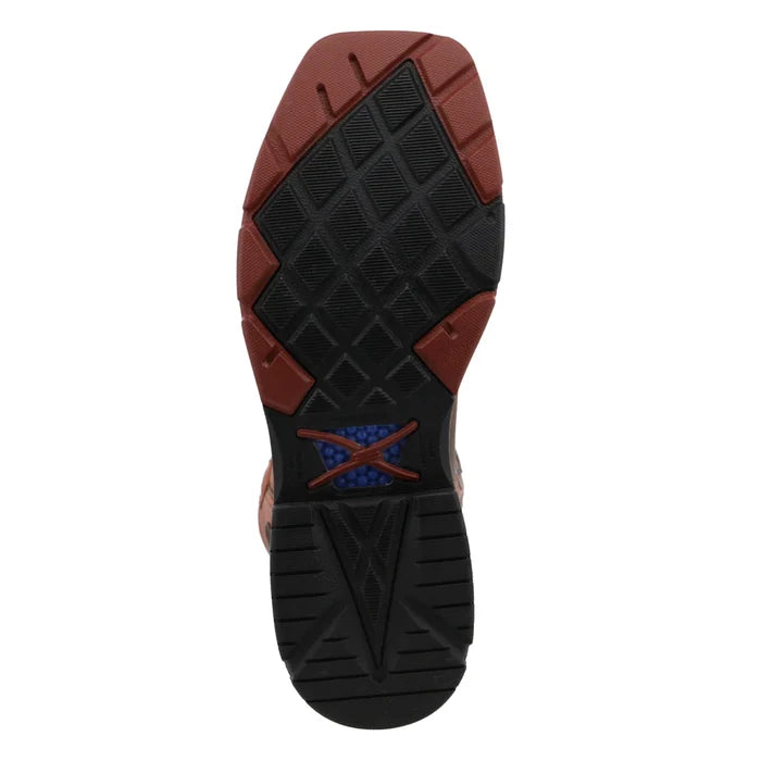 Twisted X Men's 12" Western Nano Toe Work Boot in Brown & Orange