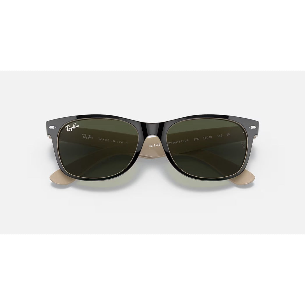 RAYBAN - NEW WAYFARER | Black on Beige w/ Green