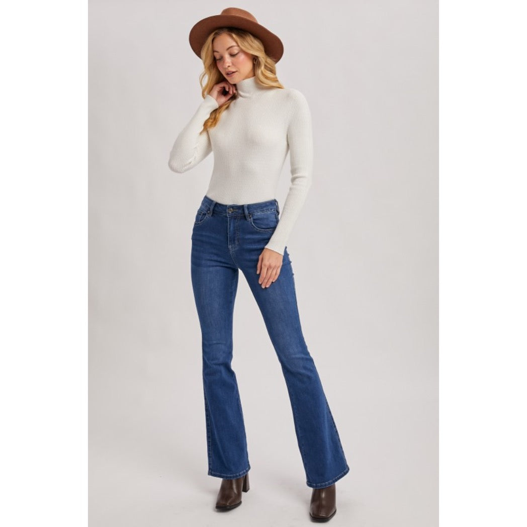 BLUIVY - MOCK NECK RIBBED KNIT TOP | IVORY