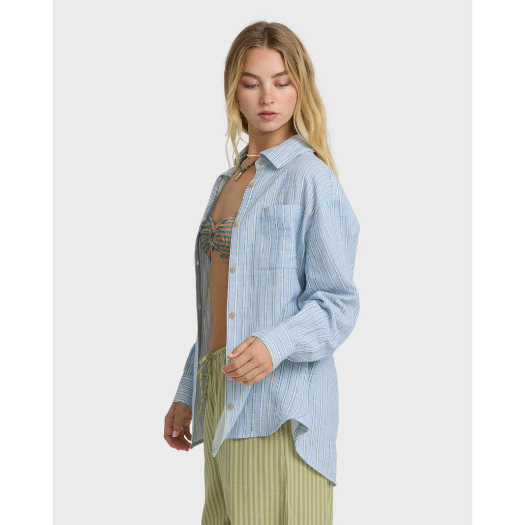BILLABONG - WANDERER PRNTD L/S WOVEN TOP | Twilight Blue