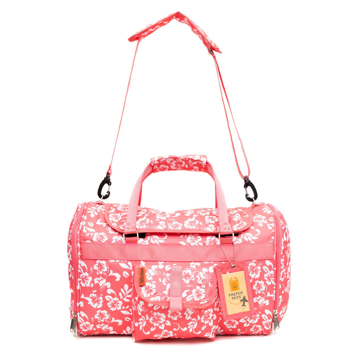 Prefer Pets Travel Gear - Hideaway Duffel - Pink Coral Hibiscus