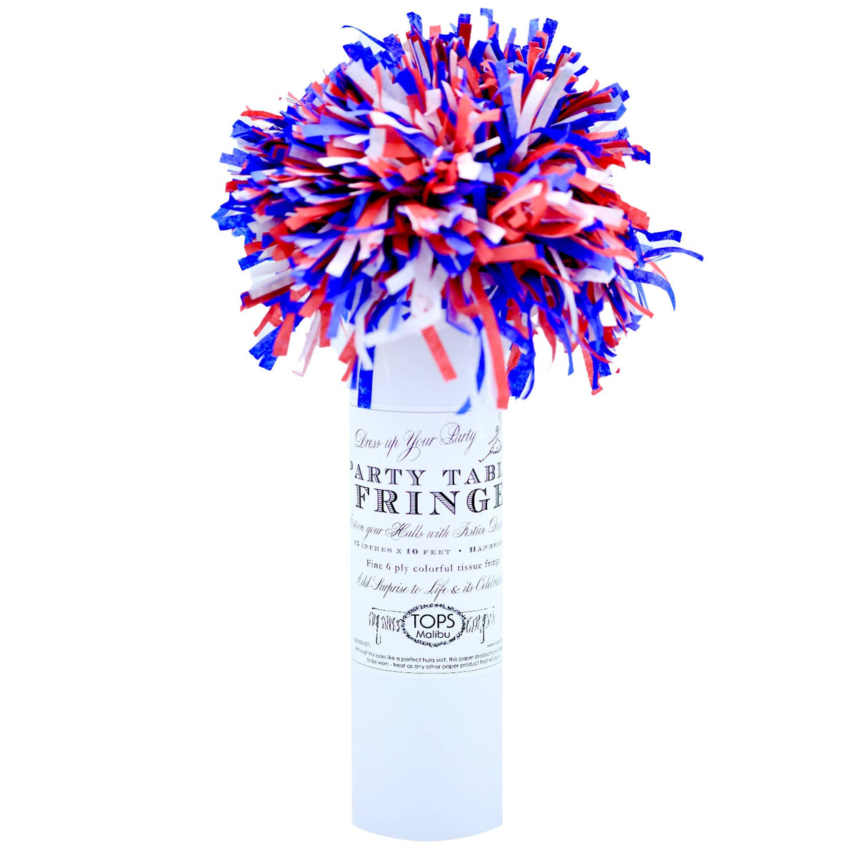 10' x 15" Party Table Tissue Fringe - Red, White & Blue