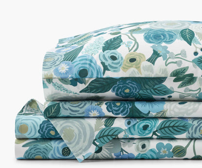 Percale Sheet Set - Garden Party Blue