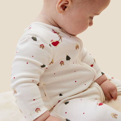 Festive Print Clever Zip Sleepsuit