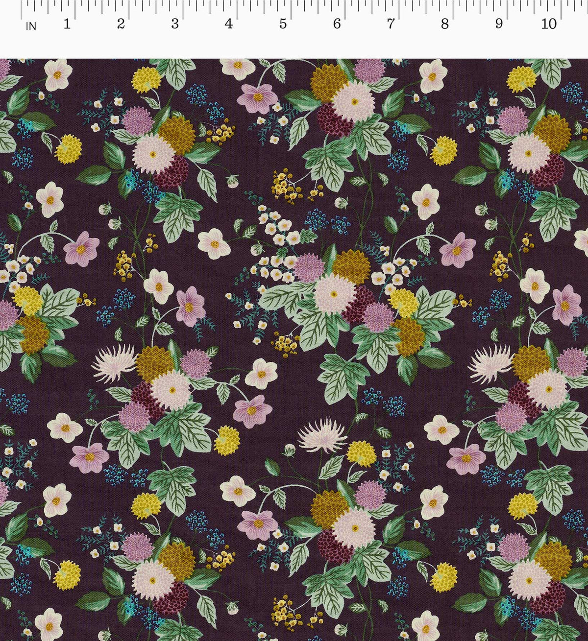 Dahlia Cotton Fabric - Aubergine