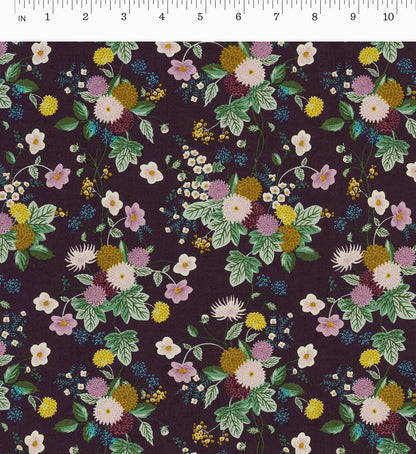 Dahlia Cotton Fabric - Aubergine