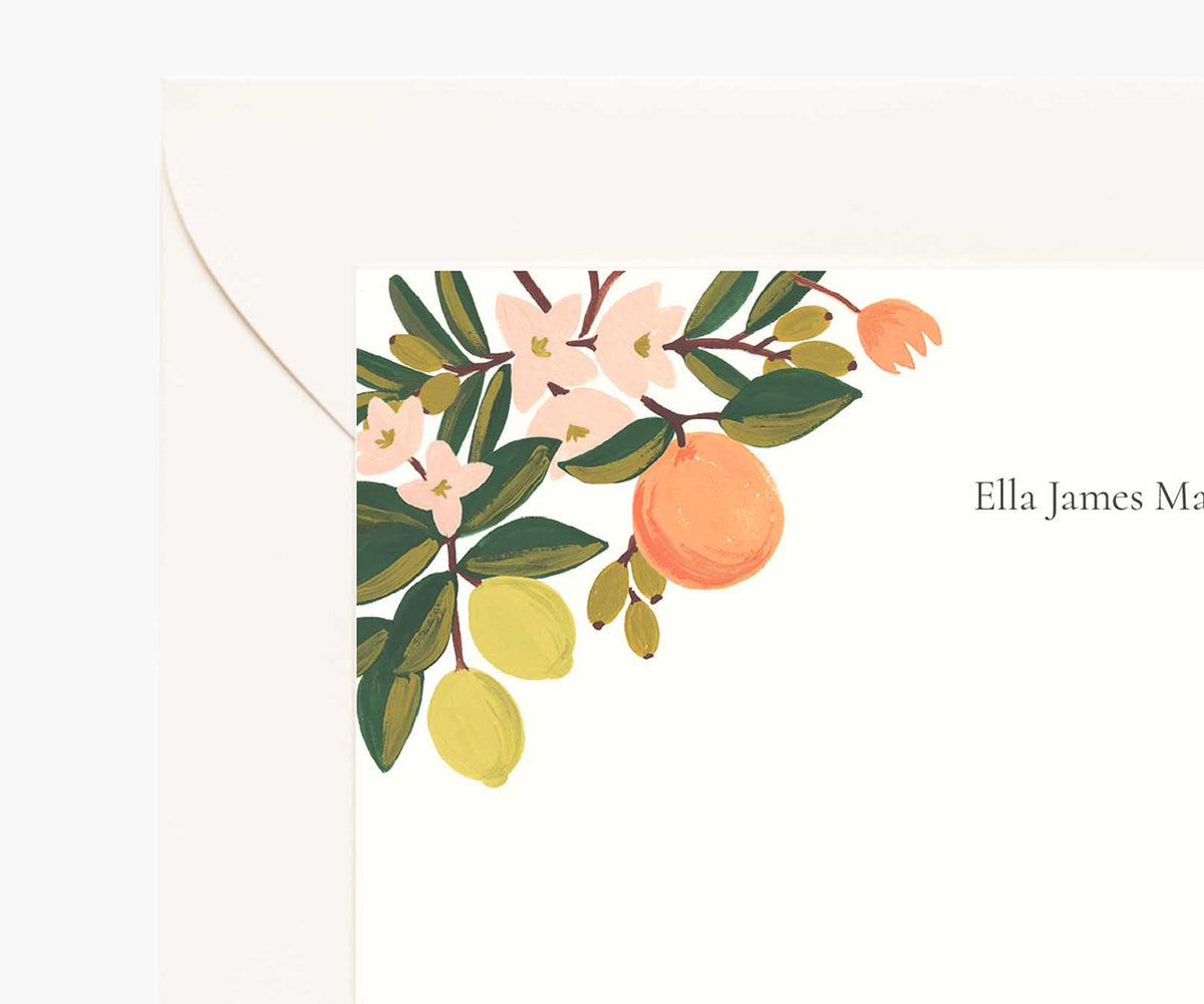 Floral Personalized Stationery  - Citrus Floral