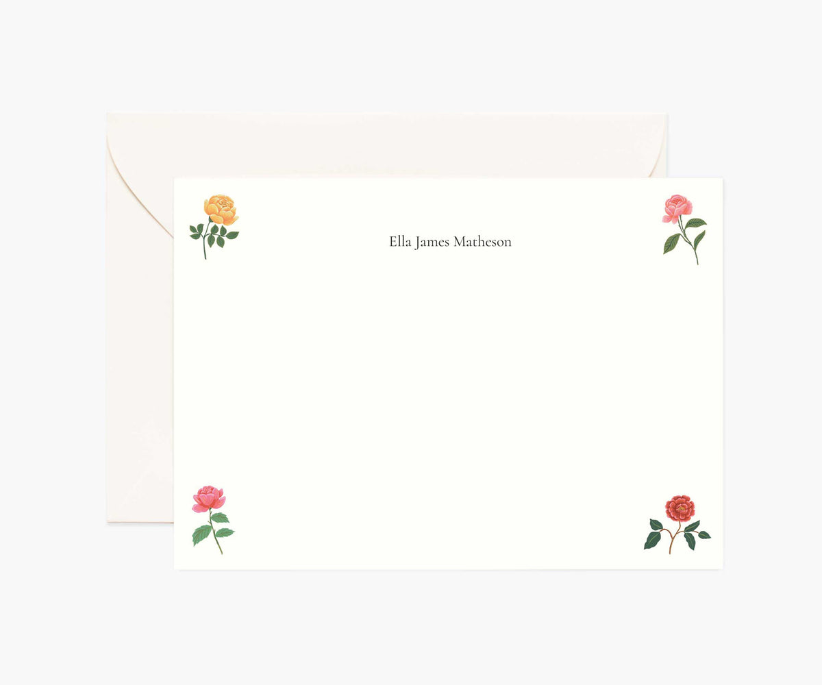 Floral Personalized Stationery  - Garden Roses