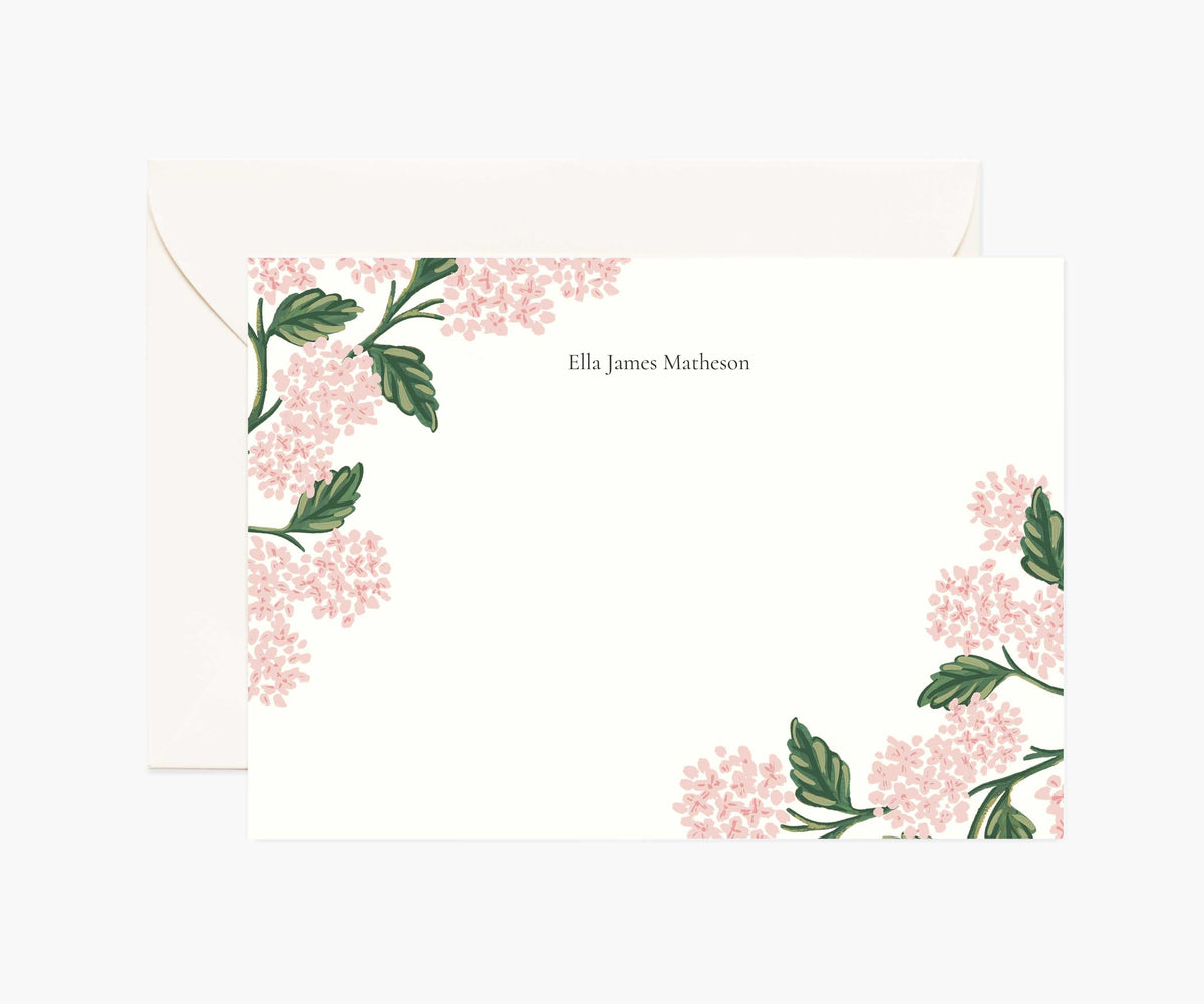 Floral Personalized Stationery  - Hydrangea Blush