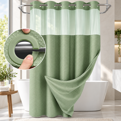 Double Layer Waffle-Pattern Shower Curtain