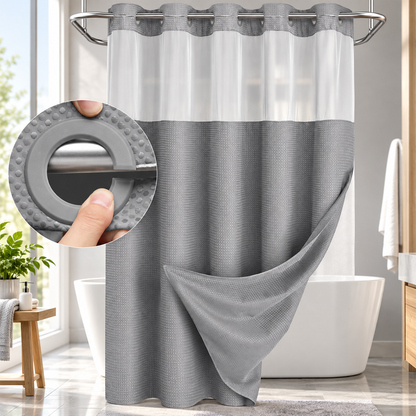 Double Layer Waffle-Pattern Shower Curtain