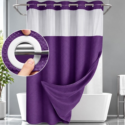 Double Layer Waffle-Pattern Shower Curtain