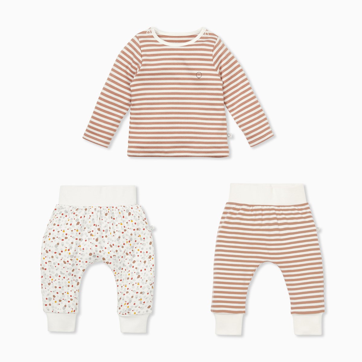Caramel Stripe & Pebble Long Sleeve T-Shirt & Joggers Set