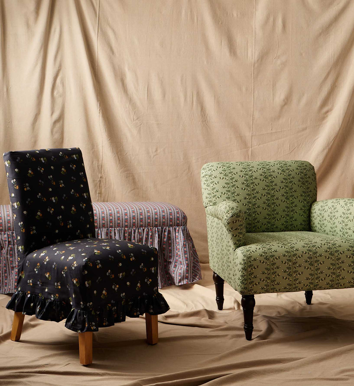 Louise Slipcover Dining Chair - Ditsy Dahlia Navy