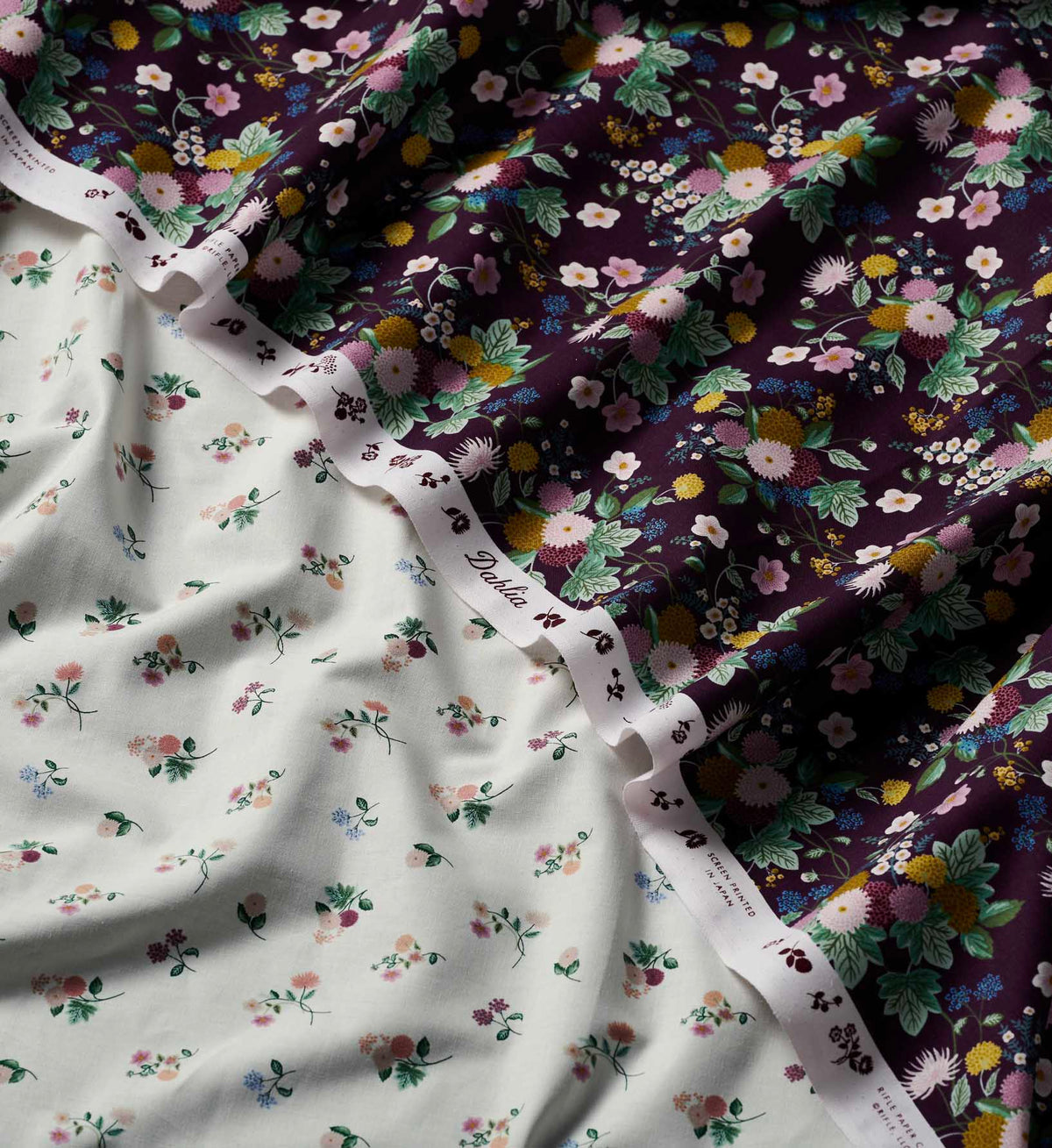 Dahlia Cotton Fabric - Aubergine