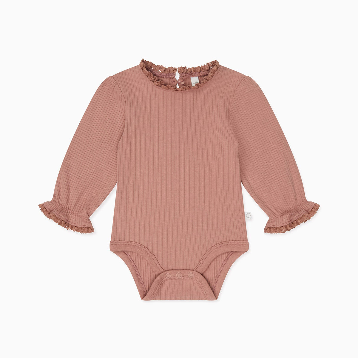 Frilled Ribbed Bodysuit - Rose