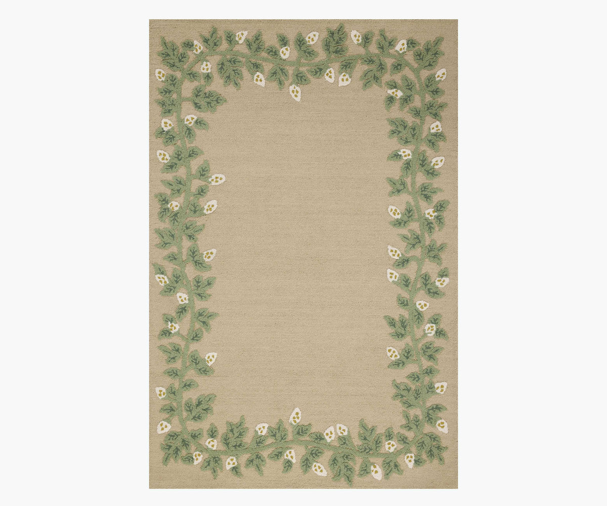 Highgrove Climbing Vines Wool Hooked Rug - Cream