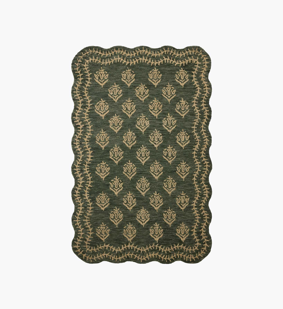 Lisette Wool Hooked Rug - Forest & Oatmeal