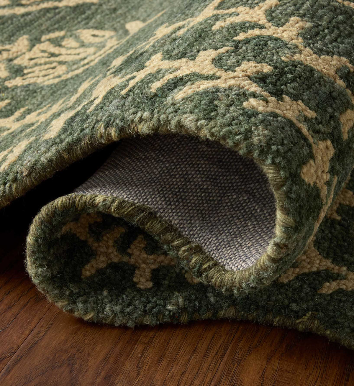 Lisette Wool Hooked Rug - Forest & Oatmeal