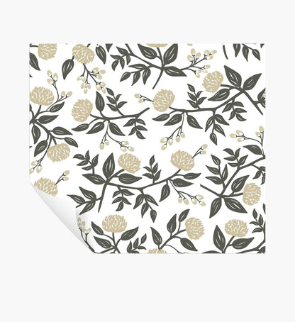 Peonies Peel & Stick Wallpaper - White