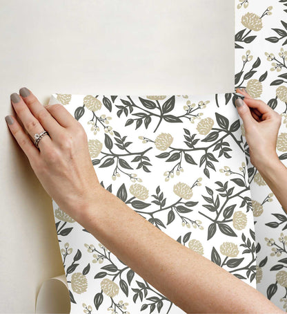 Peonies Peel & Stick Wallpaper - White