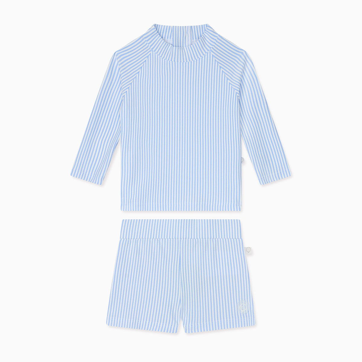 Cloud Stripe Seersucker Rash Vest & Shorts Outfit