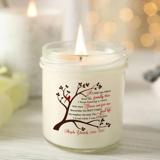 A Limb Has Fallen Personalized Memorial Candle, Sympathy Candle Gifts, Candle Of Remembrance