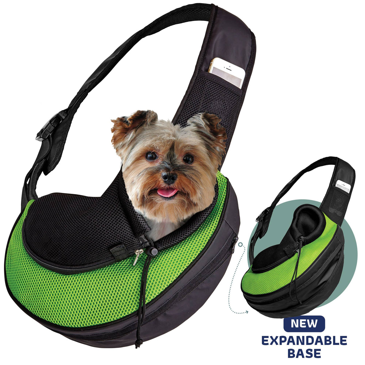 Katziela - Pet Carrier Expandable Sling For Small Dogs And Cats Black