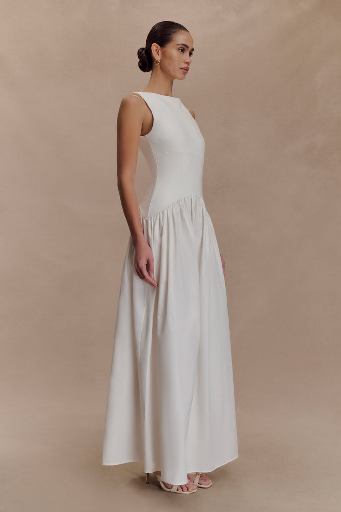 Acacia Contrast Sleeveless Maxi Dress - White