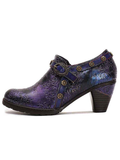 Adalee Retro Floral Embossed Shoes