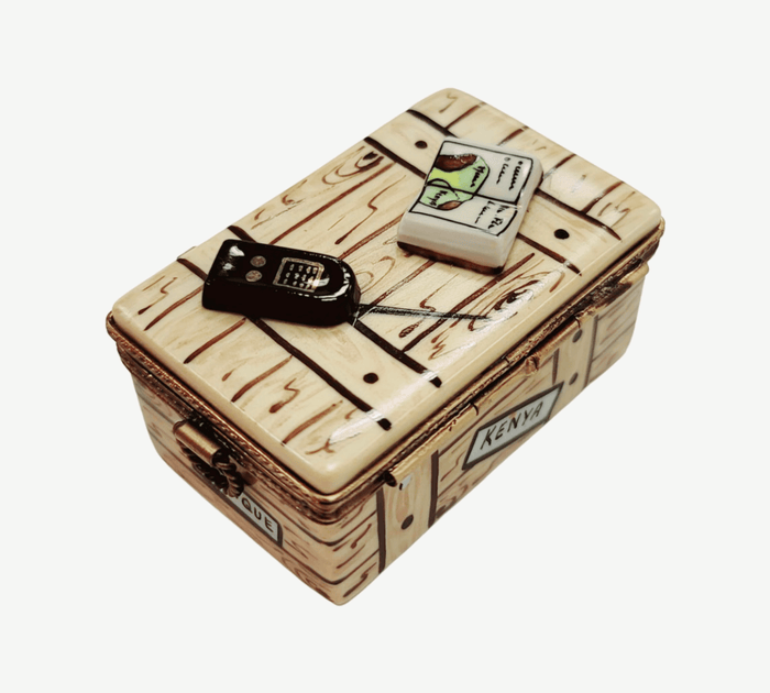 African Safari Adventure Set Porcelain Limoges vehicle French Trinket Box